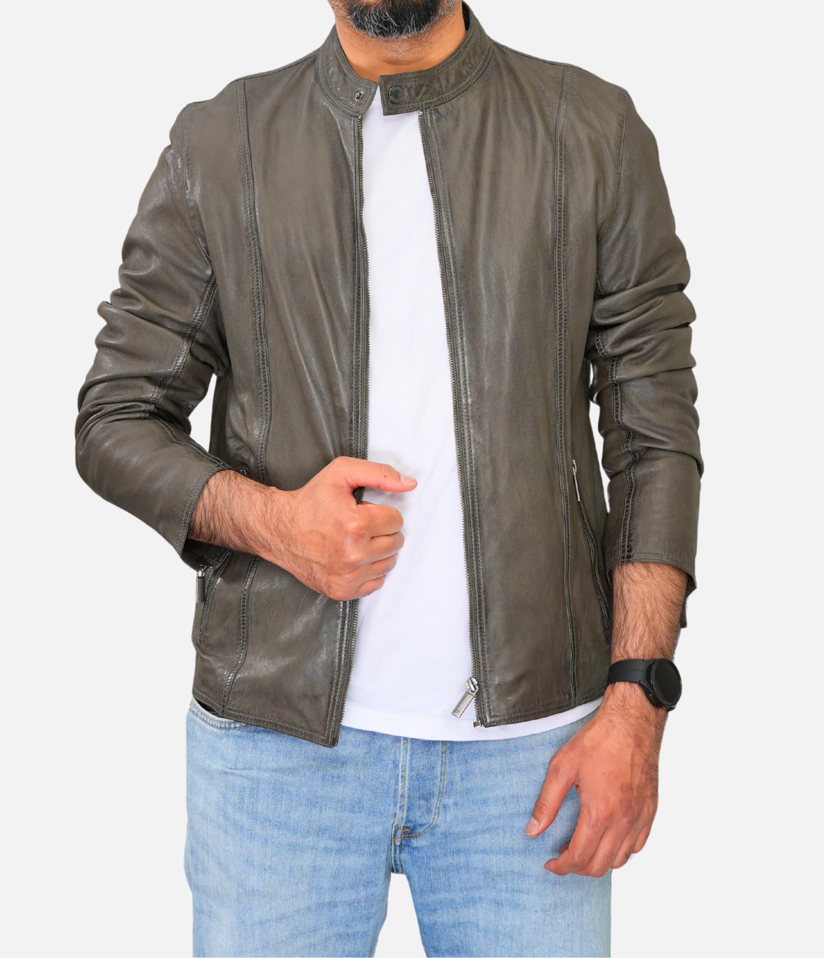 best gray men leather jackets